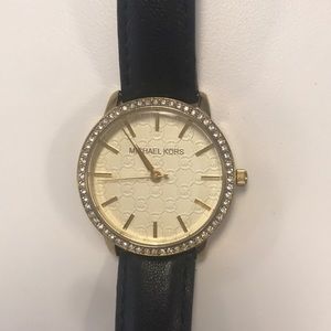 Michael Kors black leather watch